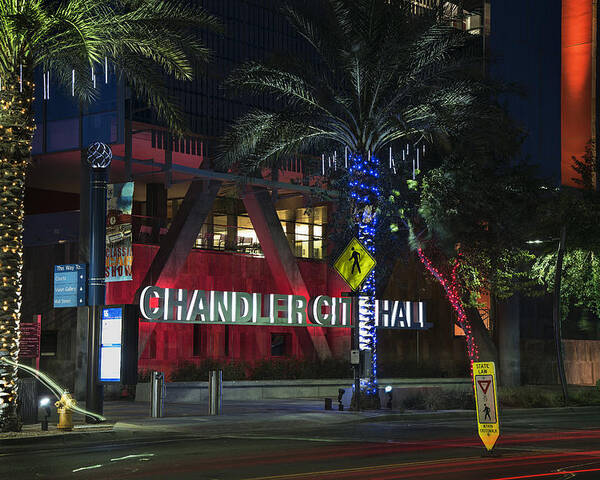 Chandler Poster featuring the photograph City Hall in Chandler Arizona by Dave Dilli