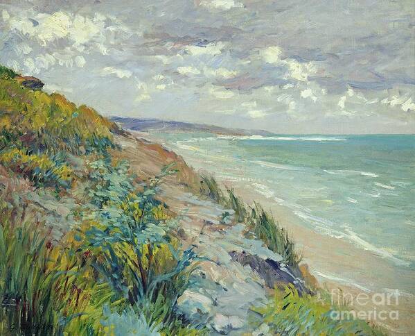 Beach Poster featuring the painting Cliffs by the sea at Trouville by Gustave Caillebotte