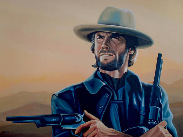 Clint Eastwood Poster featuring the painting Clint Eastwood Painting by Paul Meijering