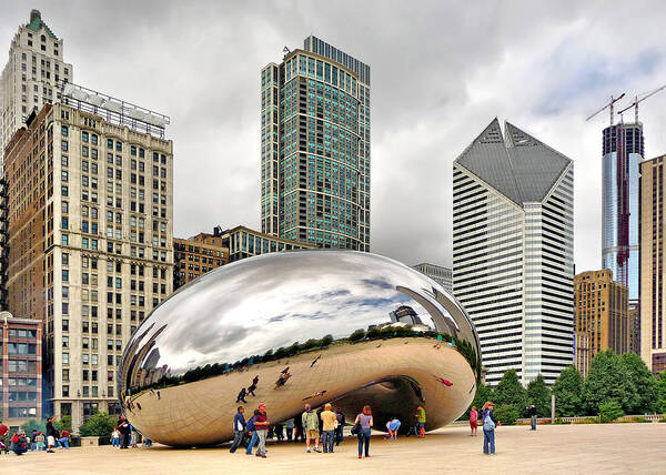 Cloud Gate Poster featuring the photograph Cloud Gate in Chicago by Mitchell R Grosky