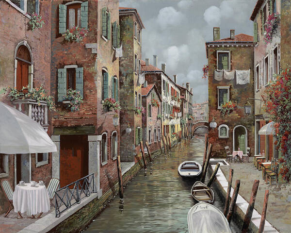 Venice Poster featuring the painting colazione a Venezia by Guido Borelli