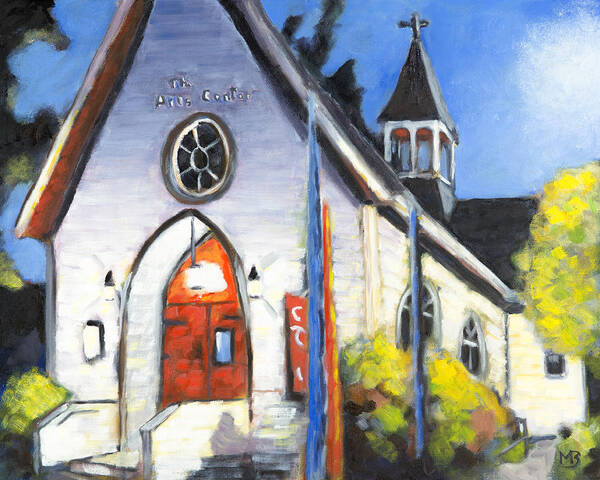 Church Poster featuring the painting Corvallis Arts Center by Mike Bergen