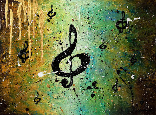 Music Abstract Art Poster featuring the painting Cosmic Jam by Carmen Guedez
