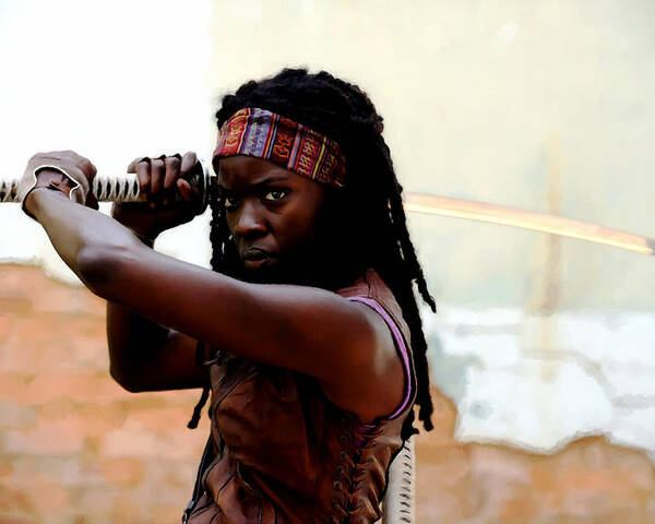 Danai Gurira Poster featuring the digital art Danai Gurira as Michonne @ The Walking Dead by Gabriel T Toro
