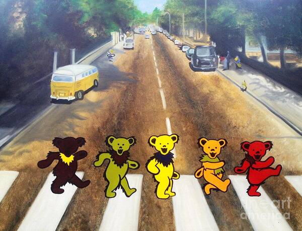 Beatles Poster featuring the painting Dead on Abbey Road by Jen Santa
