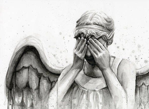 Who Poster featuring the painting Doctor Who Weeping Angel Don't Blink by Olga Shvartsur