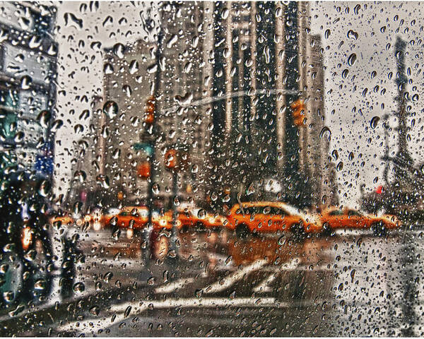 New York Poster featuring the photograph Downpour in Manhattan by Peggy Dietz