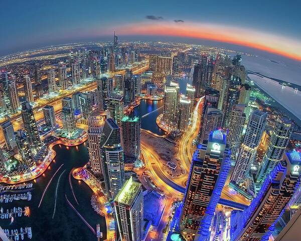 Night Poster featuring the photograph Dubai Colors Of Night by Sanjay Pradhan