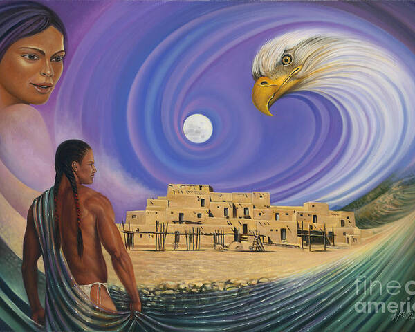 Taos Poster featuring the painting Dynamic Taos I by Ricardo Chavez-Mendez