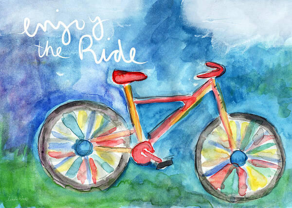 Bike Poster featuring the painting Enjoy The Ride- Colorful Bike Painting by Linda Woods