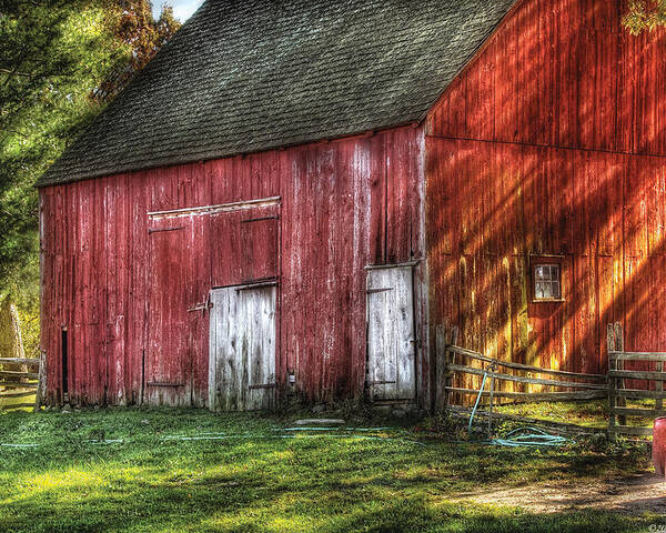 Savad Poster featuring the photograph Farm - Barn - The old red barn by Mike Savad
