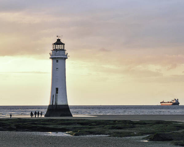Lighthouse Poster featuring the photograph Fort Perch Lighthouse and ship by Spikey Mouse Photography