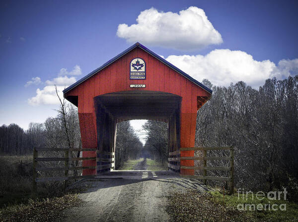 Americana Poster featuring the photograph Geauga Park Covered Bridge 35-28-02 by Robert Gardner