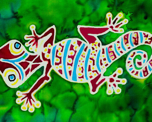 Gecko Poster featuring the painting Gecko Rojo by Kelly Smith
