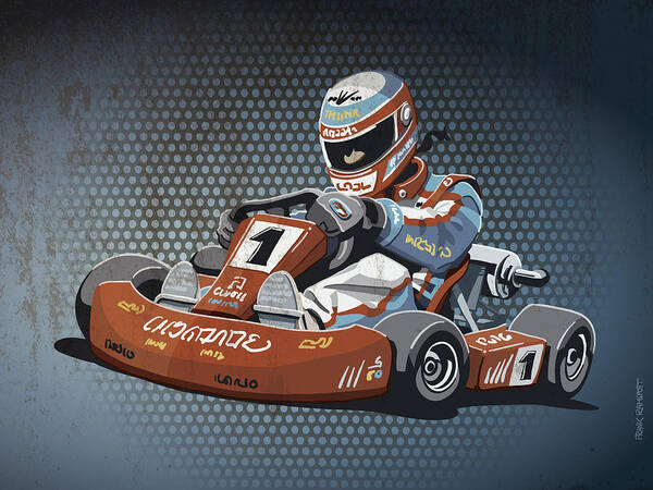 Kart Poster featuring the digital art Go-Kart Racing Grunge Color by Frank Ramspott