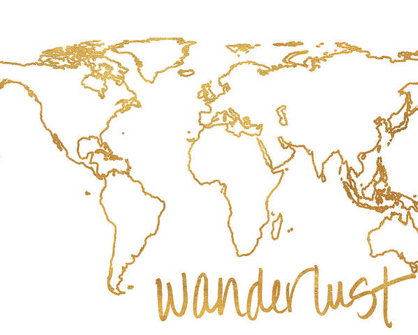 Gold Poster featuring the mixed media Gold Wanderlust by South Social Studio