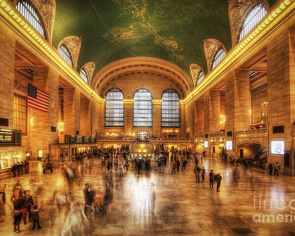 Art Poster featuring the photograph Golden Grand Central by Yhun Suarez