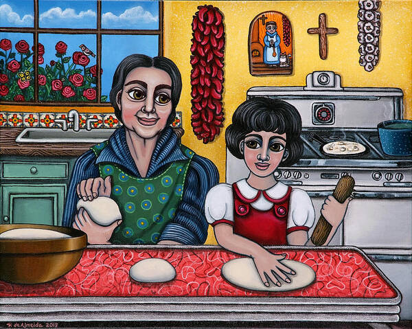 Hispanic Artists Poster featuring the painting Grandma Kate by Victoria De Almeida