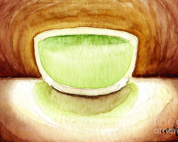 Cup Of Tea Poster featuring the painting Green Tea by Michelle Bien