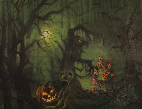 Bats Poster featuring the painting Halloween Shortcut by Tom Shropshire
