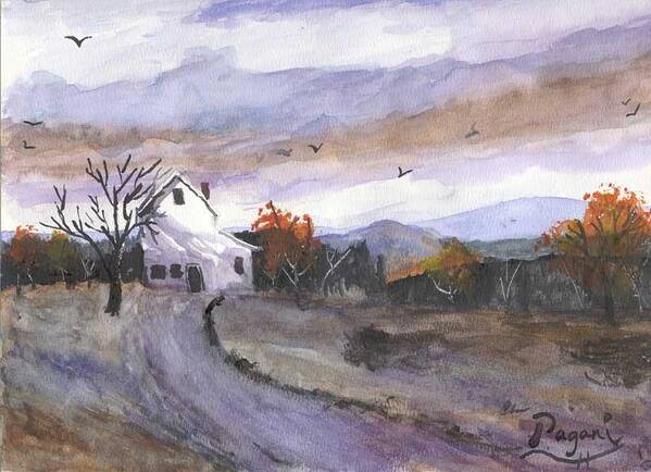 Watercolor Poster featuring the painting Hebo Farmhouse by Chriss Pagani