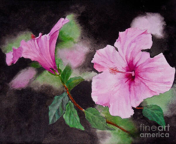 Flowers. Hibiscus Poster featuring the painting Hibiscus - So Pretty in Pink by Sher Nasser