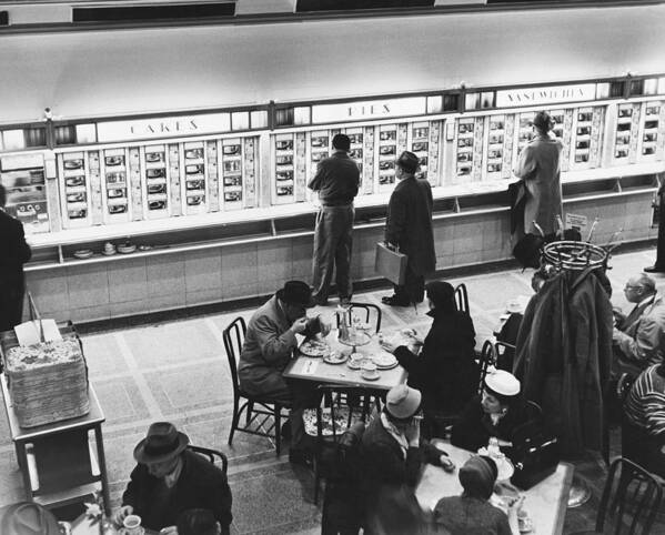 Historic Poster featuring the photograph Horn & Hardart Automat, Nyc, 1957 by Albert Mozell