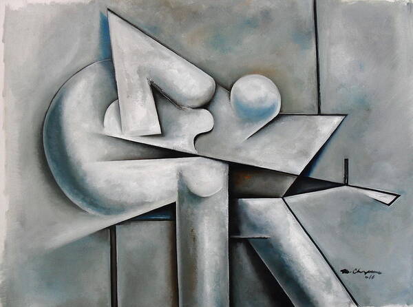 Cubism Jazz Guitar Poster featuring the painting Improviso Solo by Martel Chapman