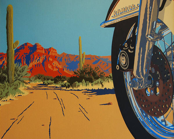 Motorcycle Poster featuring the painting In Search of the Herd by Cheryl Fecht