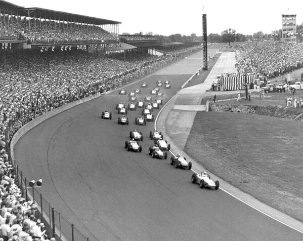 1950's Poster featuring the photograph Indy 500 Race Start by Underwood Archives