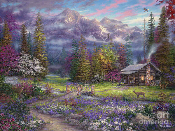 Bierstadt Poster featuring the painting Inspiration of Spring Meadows by Chuck Pinson