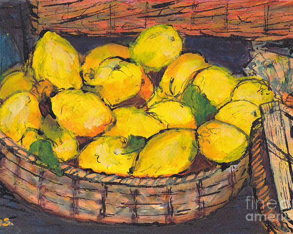 Painting Poster featuring the painting Italian Lemons by Jackie Sherwood