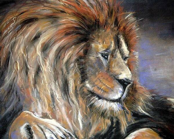 Lion Poster featuring the painting It's Good to be King by Jim Fronapfel