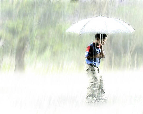 Children Poster featuring the photograph It's Raining Outside by Heiko Koehrer-Wagner