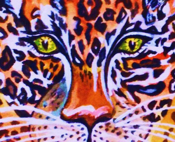 Jaguar Poster featuring the painting Jaguar Eyes- by Ellen Levinson