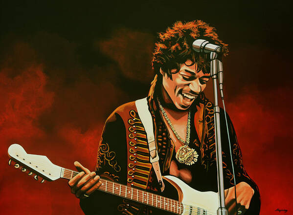 Jimi Hendrix Poster featuring the painting Jimi Hendrix Painting by Paul Meijering