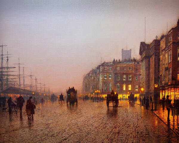 John Atkinson Grimshaw Poster featuring the painting John Atkinson Grimshaw Liverpool from Wapping 1885 by MotionAge Designs