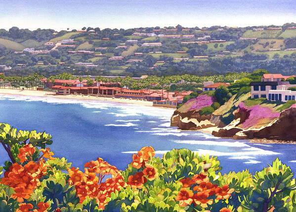 La Jolla Poster featuring the painting La Jolla Beach and Tennis Club by Mary Helmreich