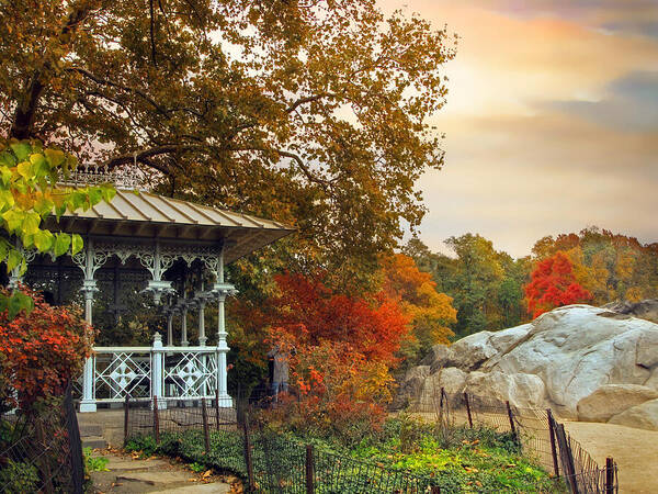 New York Poster featuring the photograph Ladies Pavilion in Autumn by Jessica Jenney