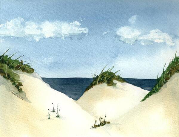 Beach Poster featuring the painting Lake Michigan Dunes by Lynn Babineau