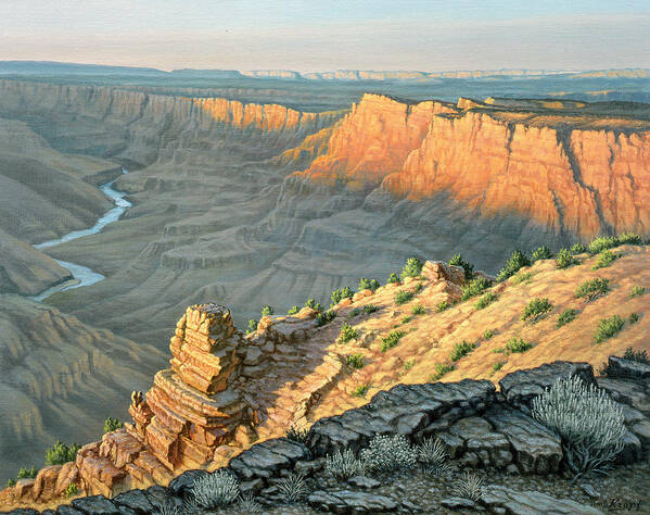 Landscape Poster featuring the painting Late Afternoon-Desert View by Paul Krapf