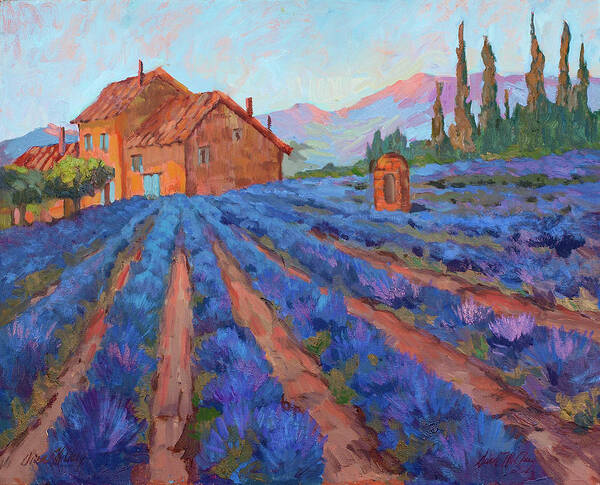Lavender Field Poster featuring the painting Lavender Field Provence by Diane McClary