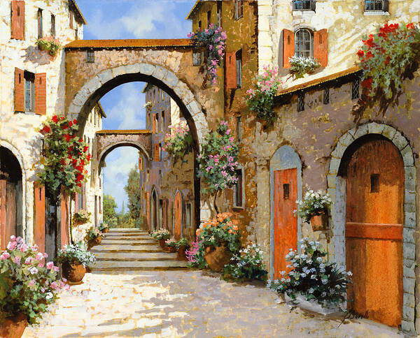 Landscape Poster featuring the painting Le Porte Rosse Sulla Strada by Guido Borelli