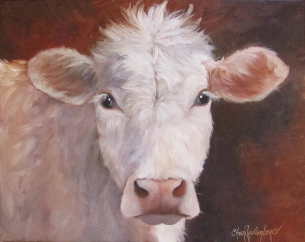 Cow Art Poster featuring the painting Lizzy Has A Bad Hair Day by Cheri Wollenberg