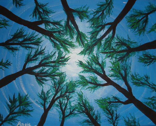 Trees Poster featuring the painting Looking Up by Angie Butler