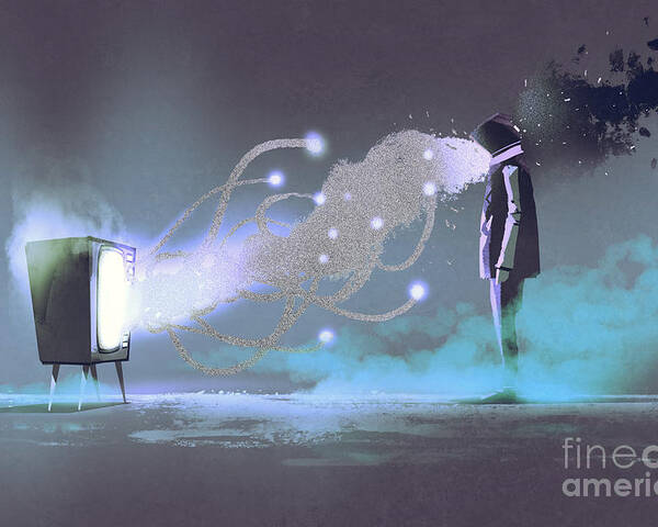 Tv Poster featuring the drawing Man Standing In Front Of Unusual by Tithi Luadthong