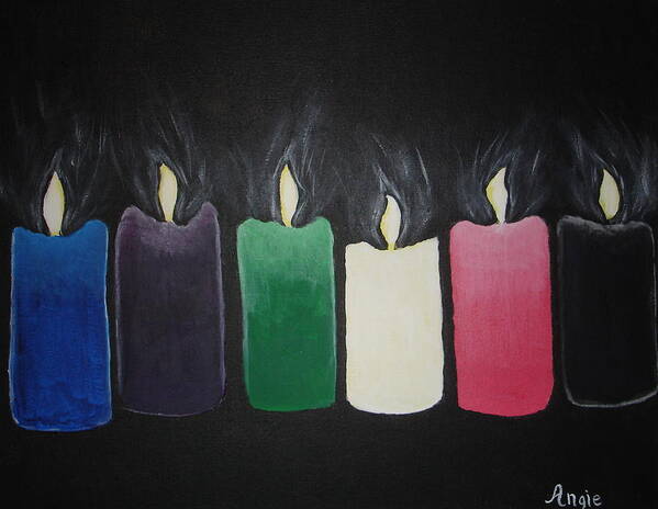Candles Poster featuring the painting Manifestation Candles by Angie Butler