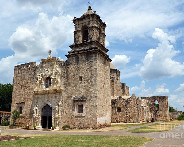 San Antonio Poster featuring the photograph Mission San Jose Front Entrance in San Antonio Missions National Historical Park by Shawn O'Brien