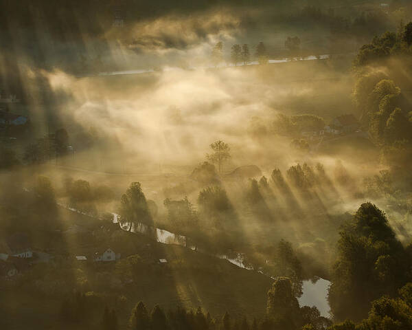 Landscape Poster featuring the photograph Mist,light And Silence. by Artistname