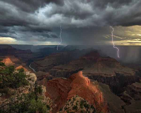 Lightning Poster featuring the photograph Mohave Point Thunderstorm by John W Dodson